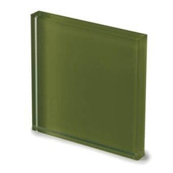 Sovet Italia Tev2 Moss Green lacquered glass panel, rectangular shape, polished edges, translucent color, studio shot.