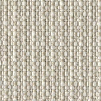 Recycled polyester fabric texture, beige and cream tones, simple over-under weave with a matte finish and grid-like structure.