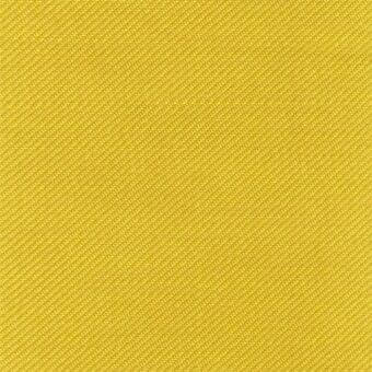Polyester fabric sample, warm yellow tone, diagonal twill weave texture, matte finish, consistent color, detailed close-up view.