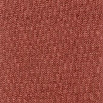 Polyester fabric sample, terracotta color, tight diagonal rib weave; textured matte finish with subtle saturation variations, even lighting.