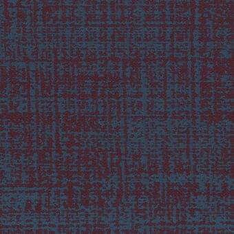 Polypropylene fabric sample, teal and burgundy, dense abstract pattern with mottled texture and muted matte finish.