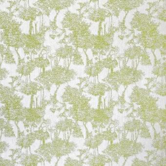 Stylized floral pattern in muted green and white, densely packed with abstract blooms and a granular, textured surface resembling woven fabric.
