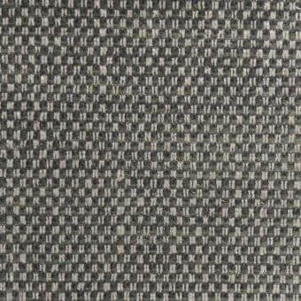 Geometric fabric sample in gray tones features a dense weave, charcoal grid, and diamond motif with a matte finish; Tonelli design F413.