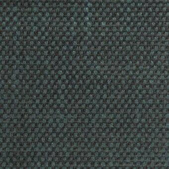 Woven fabric sample, teal and charcoal gray, geometric square motifs with a dense, matte texture; Tonelli Design F414.