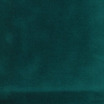 Teal velvet fabric swatch displaying a dense pile and directional sheen, with a horizontal crease and partial label reading “turri 726 n.”
