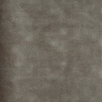 Woven fabric sample, gray-brown and taupe tones, grid pattern with mottled texture; “turri > fabric cat. b > 727 d” label visible.