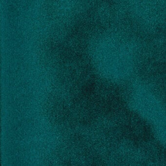 Teal woven fabric texture with mottled tonal variations, displaying a granular nap and dark turquoise hues; label reads “turri > fabric cat. b > 744 i”.