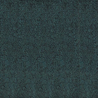 Teal textured fabric sample with dark gray threads, displaying a dense looped weave and mottled pattern; identified as “turri > fabric cat. b > 758 d.”