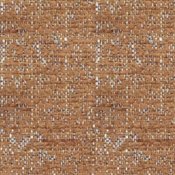 Brown tweed fabric sample with gold and off-white threads, displaying a dense woven texture and horizontal banded construction.