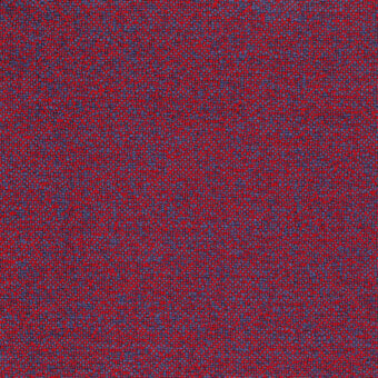 Red and navy woven fabric sample with granular texture, displaying a mottled color distribution and label reading “turri > fabric cat. f > 768 n.”
