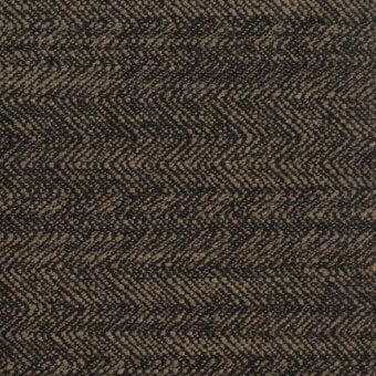 Herringbone fabric sample in dark brown and tan tones, featuring a dense, nubby weave with angled lines and a matte finish.