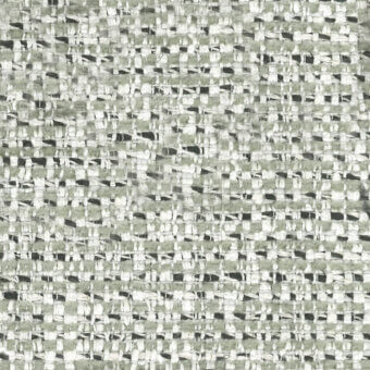 Woven fabric sample, sage green and off-white tweed, exhibiting a nubby texture with horizontal and vertical yarns and a diagonal weave.
