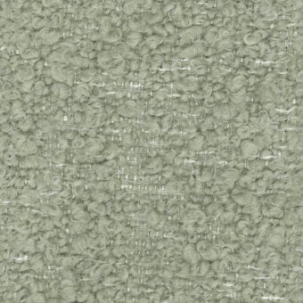 Sage green tweed fabric sample with nubby texture and off-white grid pattern, displaying substantial weight and dimensional quality.