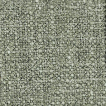 Textured grayish-green fabric sample displays a dense, knotted pattern with a looped construction; tag reads “turri > fabric cat. t > 770 d”.