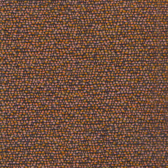 Brown fabric sample with irregular dot pattern, mustard yellow and rose accents, textured woven construction, “turri > fabric cat. t > 779 b” text.