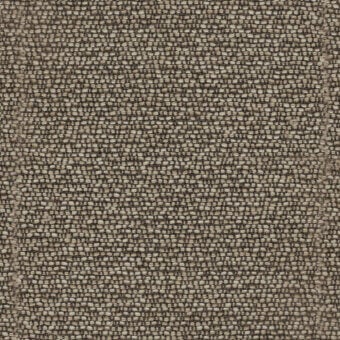 Woven fabric sample, muted taupe and brown, dense heathered texture with intricate horizontal and vertical thread pattern, label reads “turri”.