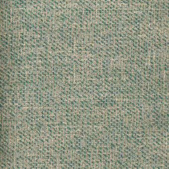 Woven fabric sample, teal and beige, irregular texture with a dense, compact weave and matte finish; “turri > fabric cat. x > 753 d” label.
