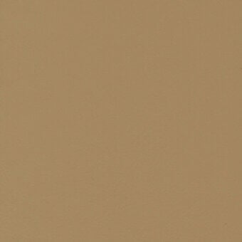 Tan leather material with a matte texture, displaying a uniform color and subtle surface detail; brand text imprinted lower right.