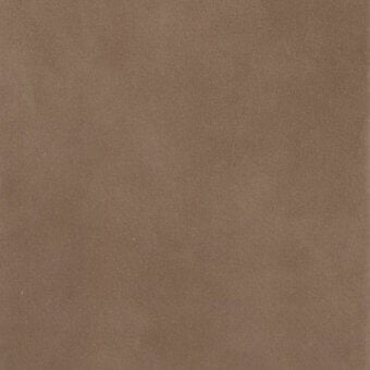 Velvet leather fabric sample, muted brown taupe color, dense matte texture with subtle nap against a white background.