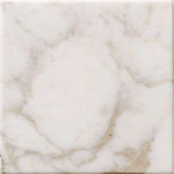 Marble texture tile with white background, beige and light brown veining, and a polished, slightly distressed surface.