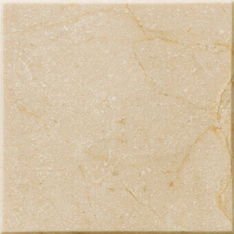Beige marble tile sample with granular texture, light yellowish veins, and polished edges; identified as “turri > marble cat.4 > 402m crema marfil.”