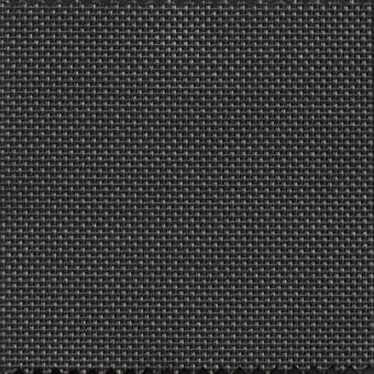 Dark gray textile sample with a uniform grid weave, dense construction, and folded hem, exhibiting a subtle sheen and matte finish.