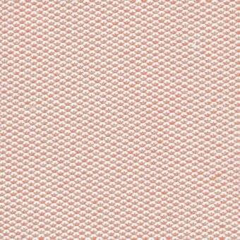 Coral floral fabric sample with dense weave, cream background, and small daisy-like motifs; label reads “varaschin lopez d130 fard”.