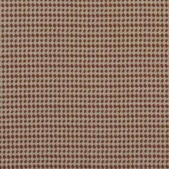 Beige geometric rug with reddish-brown rhombus dot pattern, woven texture, horizontal bands, and looped pile construction.