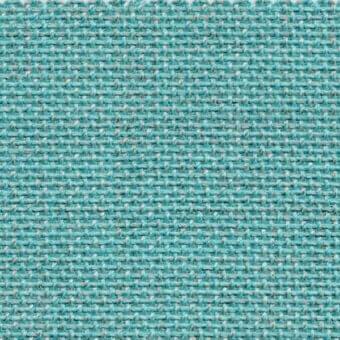 Turquoise woven fabric with grid pattern, silver-gray threads, coarse texture; Varaschin Pop Soley E458 Popturquoise material sample.