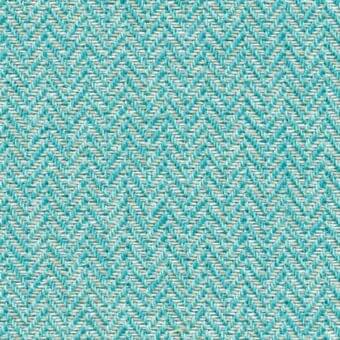 Herringbone fabric texture in turquoise and cream tones, displaying a dense, regular weave and matte finish; Varaschin Pop Soley E472 Soleyturchese.