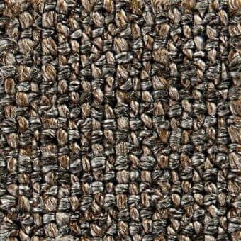 Woven fabric texture, gray and brown tones, irregular pattern with dense interwoven strands creating a nubby, opaque surface.