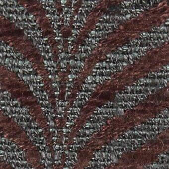 Woven chevron fabric with burgundy and gray tones, dense nubby texture, diagonal stripe arrangement, verzelloni collection sample.