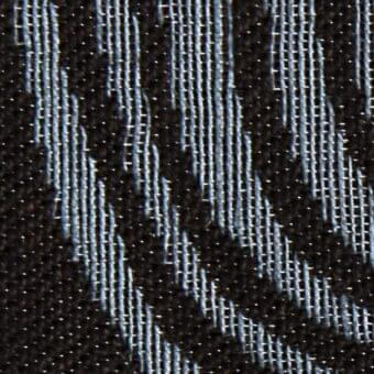 Houndstooth fabric texture, black and light blue woven pattern, dense rigid weave with subtle sheen, verzelloni label visible.
