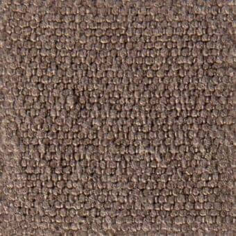 Woven fabric texture, muted brown tone, repeating circular pattern with raised nubby surface and dark brown grid threads, matte finish.