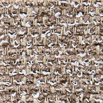 Tweed-like fabric texture in muted taupe and off-white, featuring an irregular, heathered weave with visible vertical and horizontal yarns.
