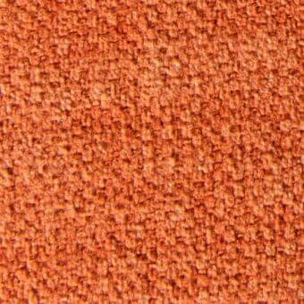 Orange woven fabric texture with a looped pile and mottled surface, displaying a compact, slightly irregular fiber construction.