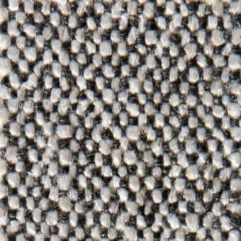 Dense gray woven fabric texture with heathered silver and charcoal tones, exhibiting a nubby, matte yarn surface and tight weave.
