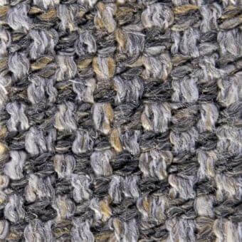 Woven fabric texture, gray and gold tones, irregular looped pattern; orson 16013 verzelloni collection sample detail.
