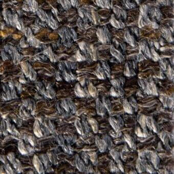 Charcoal gray woven fabric texture with heathered beige strands, featuring a nubby, open-pile loop construction and subtle sheen.