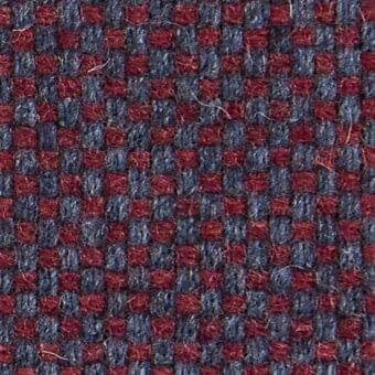 Woven argali fabric sample features a grid pattern in navy blue and burgundy red, with a matte, textured surface and visible threads.