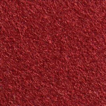 Red woven fabric texture with a fibrous, raised surface and matte finish, shown in a studio close-up against a neutral backdrop.